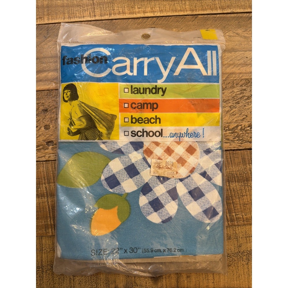 Vintage Fashion carry all bag NOS 1970s 22 inch by 30 inch Made in USA